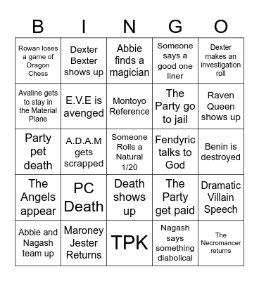 DND Bingo Card
