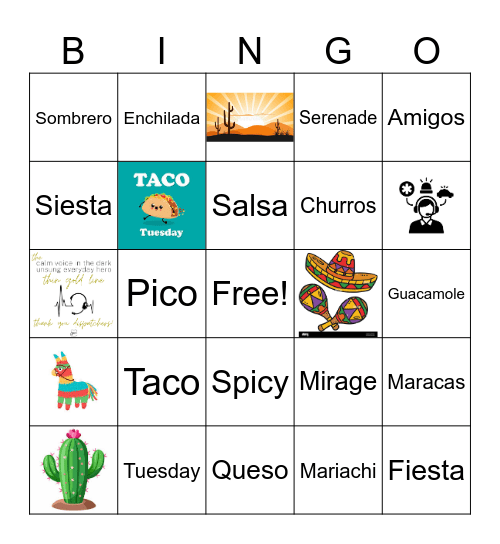 Telecommunicator Week 2026 - Taco Tuesday Bingo Card
