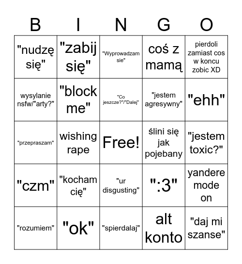 A.O.T Bingo Card