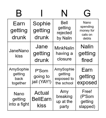 Shades EP6 Bingo Card