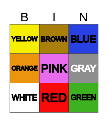 Colors Bingo Card