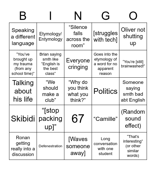 Brian Bingo 2 Electric boogaloo Bingo Card