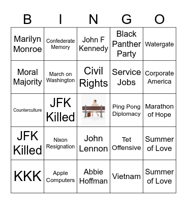 Forrest Gump Bingo Card