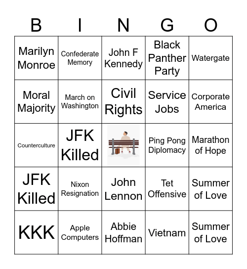 Forrest Gump Bingo Card