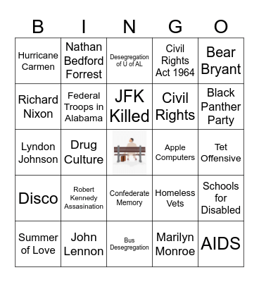 Forrest Gump Bingo Card