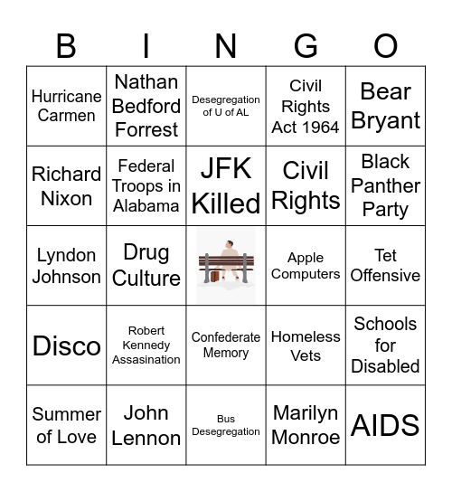 Forrest Gump Bingo Card