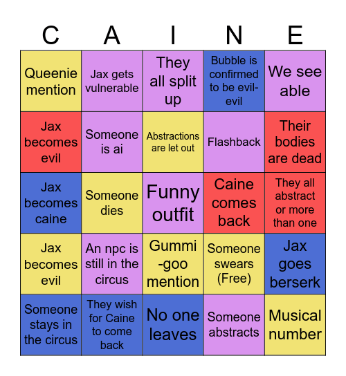 TADC movie bingo Card