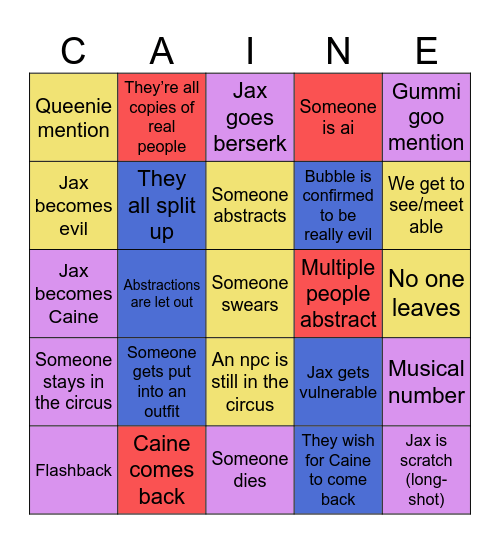 TADC movie bingo Card