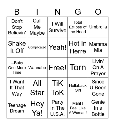 Guilty Pleasure Karaoke Rd 4 Bingo Card