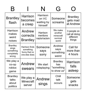 Royal Drowning bingo Card