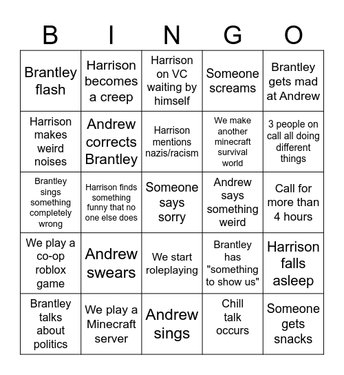 Royal Drowning bingo Card