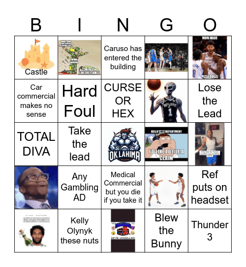 THUNDER V SPURS Bingo Card