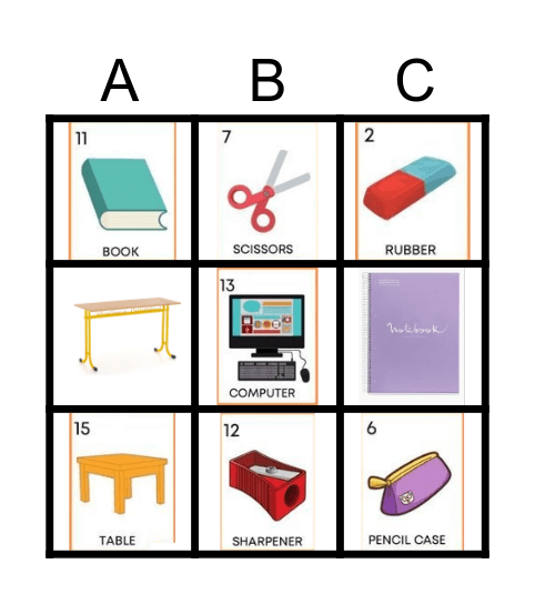 school Bingo Card
