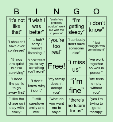 Cody Commitment Bingo Card