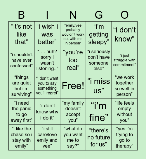 Cody Commitment Bingo Card