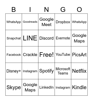 The Magic World of Apps Bingo Card