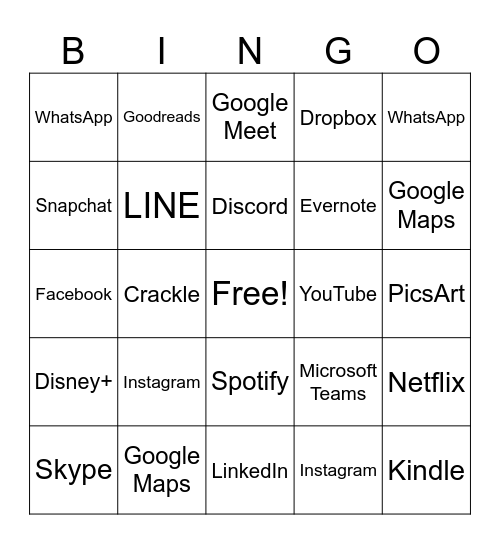 The Magic World of Apps Bingo Card