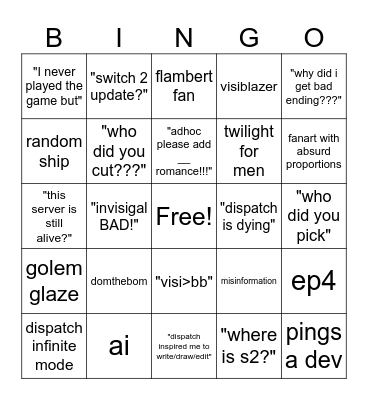 Adhoc Bingo Card
