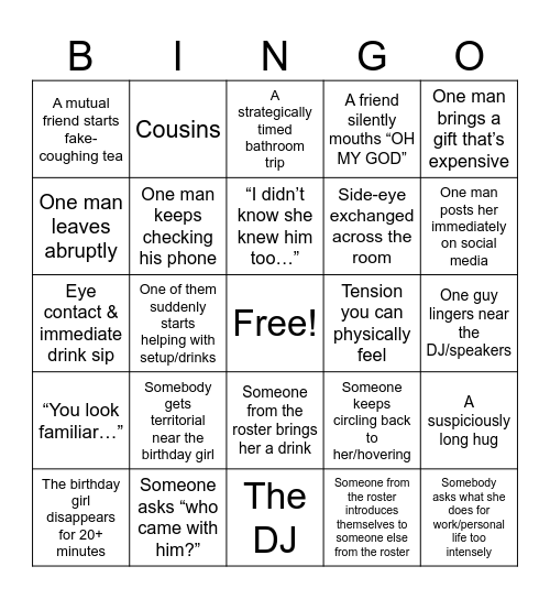 Bubbles Party BINGO Card
