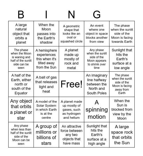 Science Term 2 Bingo Card