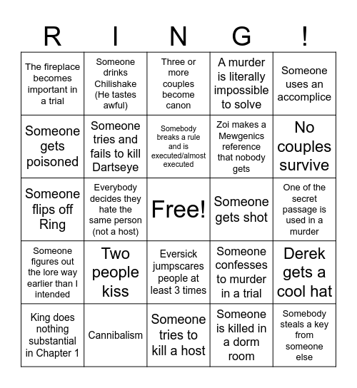 Waiting to Die Bingo Card