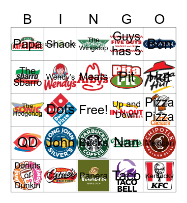 FAST FOOD LOGOS Bingo Card