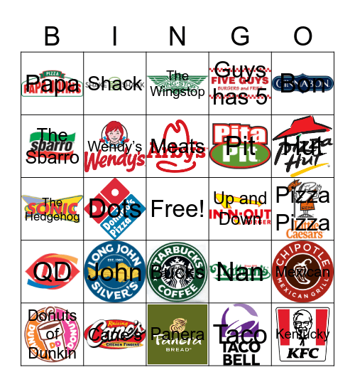 FAST FOOD LOGOS Bingo Card