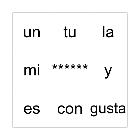 Inicial Bingo Card