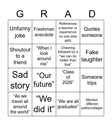Graduation bingo Card