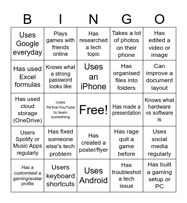 Find Somebody Who Bingo Card