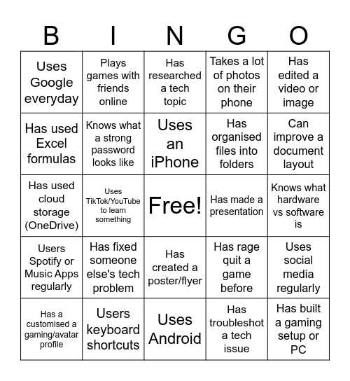 Find Somebody Who Bingo Card