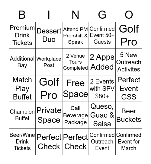 Sales Manager Bingo Card