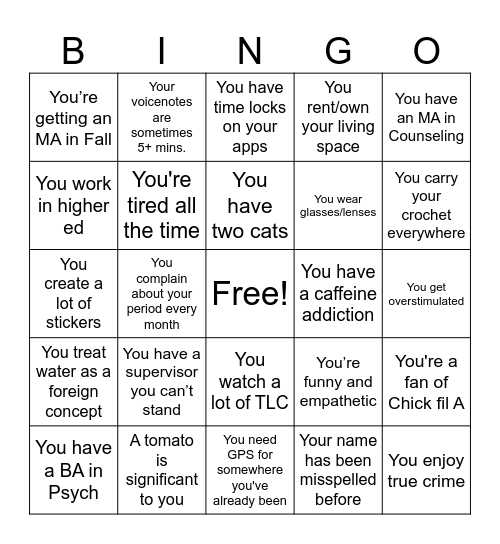 Game Night Girlies Bingo Card