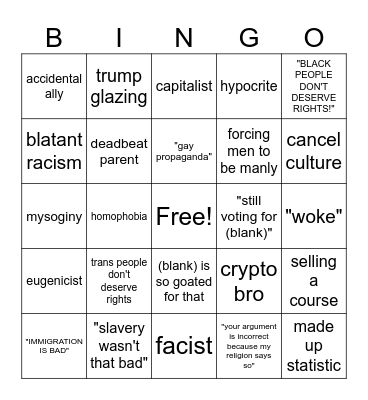 maga / reform bingo card Bingo Card