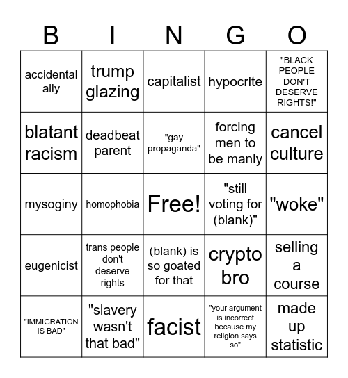 maga / reform bingo card Bingo Card