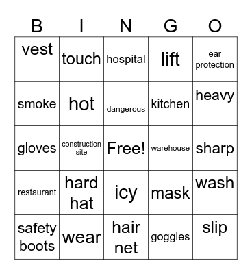 Workplace Safety Bingo Card