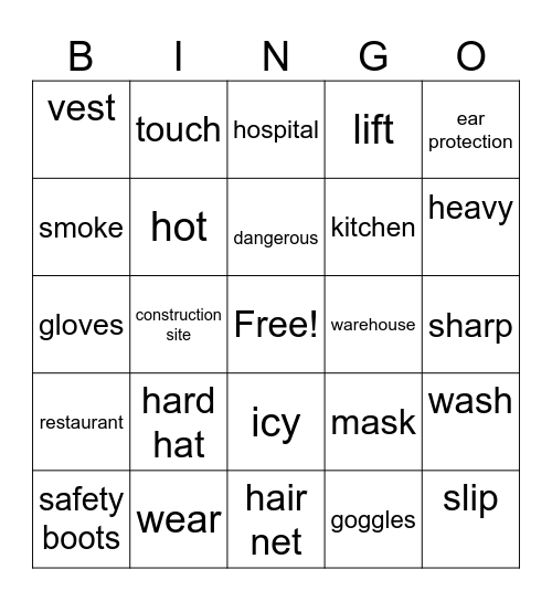 Workplace Safety Bingo Card