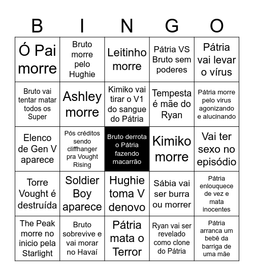 o que pode acontecer no ep 8 de os rapazes Bingo Card