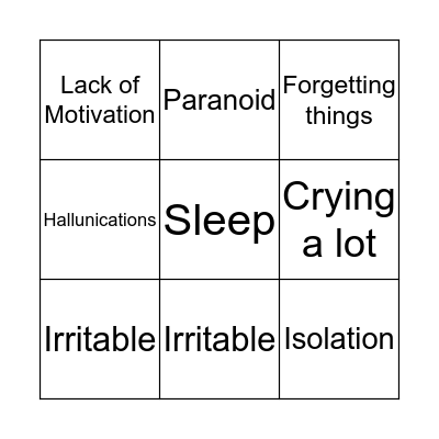 Triggers  Bingo Card