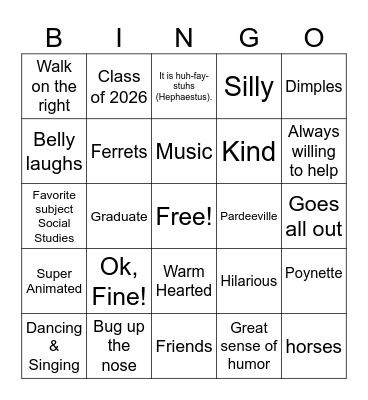 Aaliyah Graduation 2026 Bingo Card