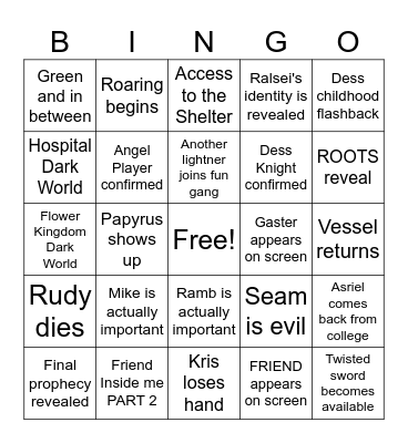 ULTIMATE DELTARUNE CH 5 BINGO!!! Bingo Card