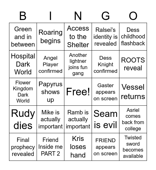 ULTIMATE DELTARUNE CH 5 BINGO!!! Bingo Card