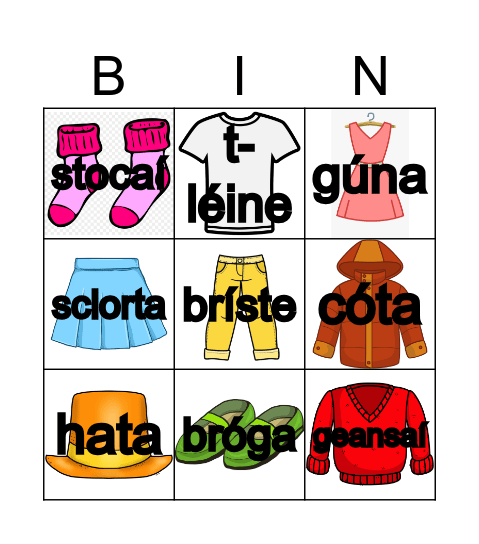 Éadaí Bingo Card