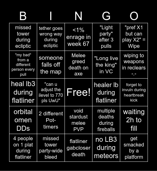 M11S PF Funtimes Bingo Card