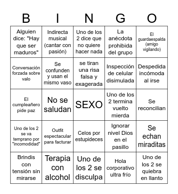 Bingo Muchachos Calidosos Bingo Card