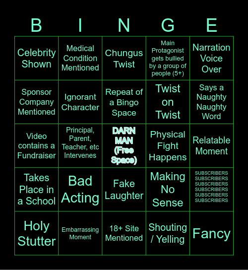 Dhar Man Bingo Card