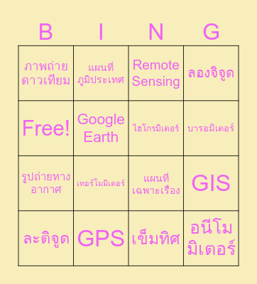 เครื่องมือทางภูมิศาสตร์ Bingo Card