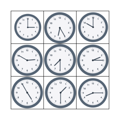 Las horas Bingo Card