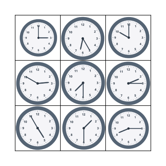 Las horas Bingo Card