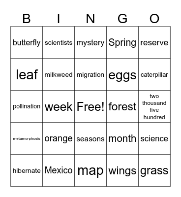 Monarchs Bingo Card